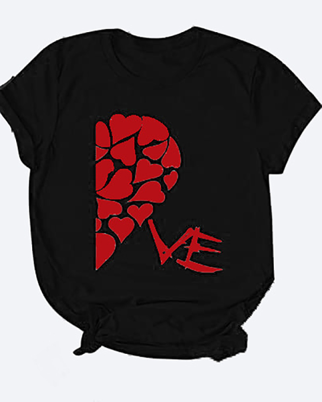 Printed Short Sleeve Lovers T Shirt