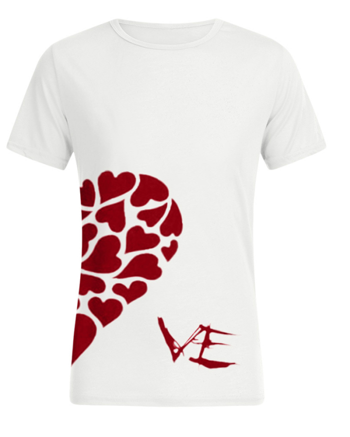 Printed Short Sleeve Lovers T Shirt
