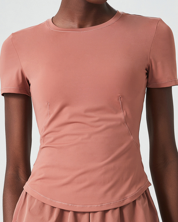Women Short Sleeve O Neck Sports Fitness Quick Dry T-shirt S-XL