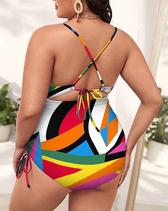 Plus Size Swimsuit Printed Plus Size Swimwear L-4XL