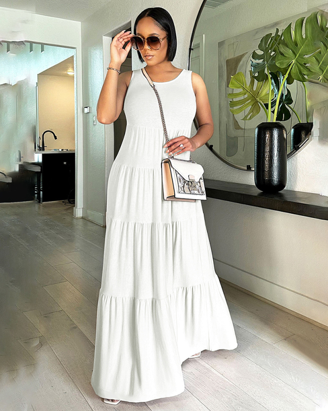 Sleeveless Women Long Casual Dress Hot Sale S-XXL