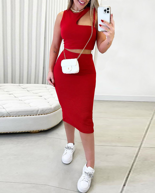 Unique Women High Waist Two Piece Skirt Set S-XXL