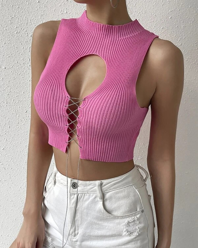 Pink Knitted Women Short Tops