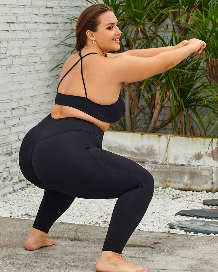 Women Popular V Neck Plus Size Yoga Pants Sets L-3XL