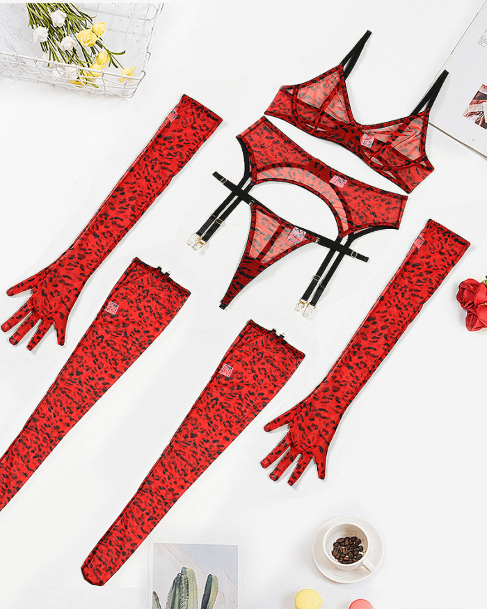 Red Leopard Printed Women Sexy lingerie