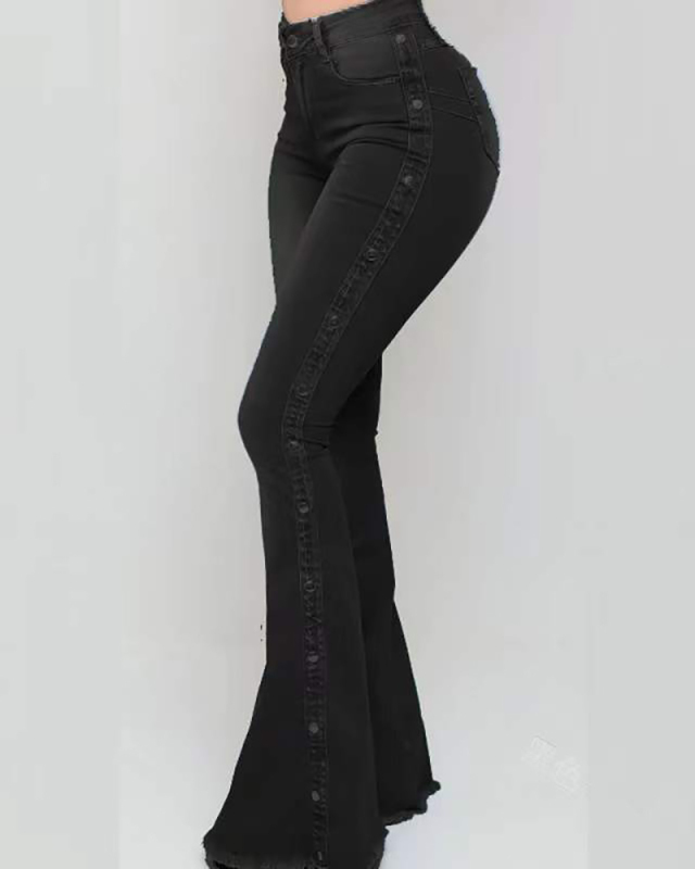 High Waist Elastic Women Jean Trousers