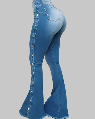 High Waist Elastic Women Jean Trousers