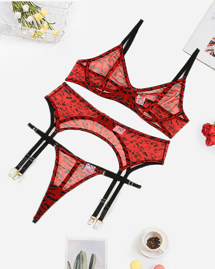 Red Leopard Printed Women Sexy lingerie
