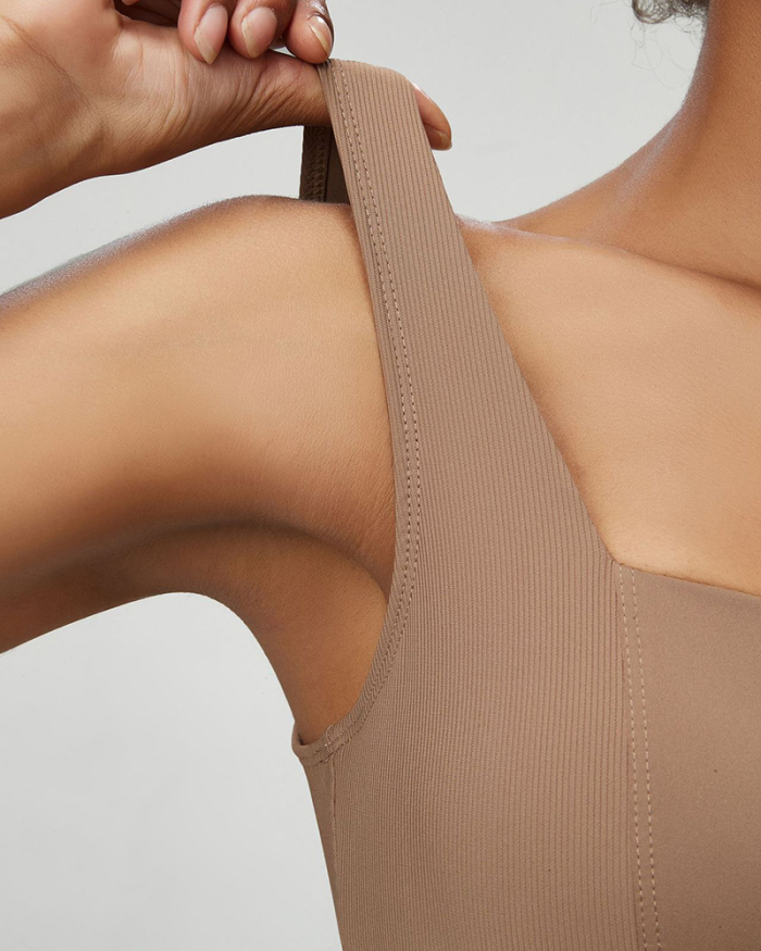Women Adjustable Back Button Fixed Pad Yoga Bra S-XL