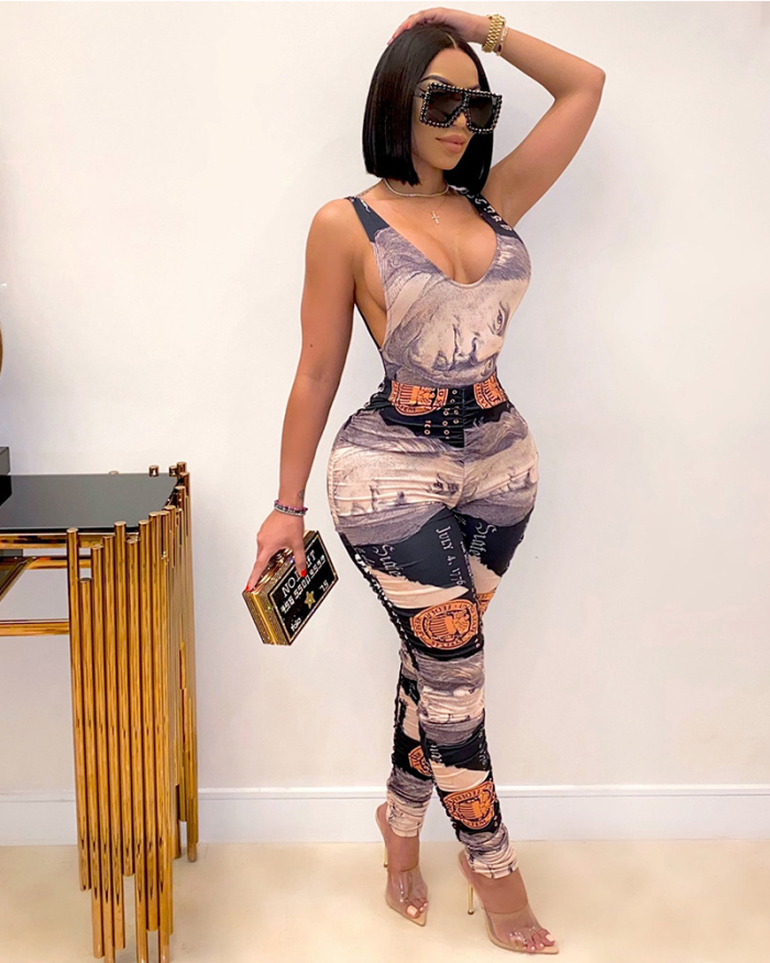 Dollars Printed Women New Two Piece Pant Set S-XL