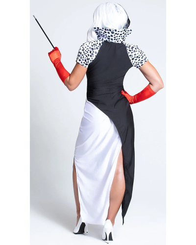 Cuira Dalmatians Dress Halloween Black and White Witch Yin Yang Clown Costume Cuira Stage Dress