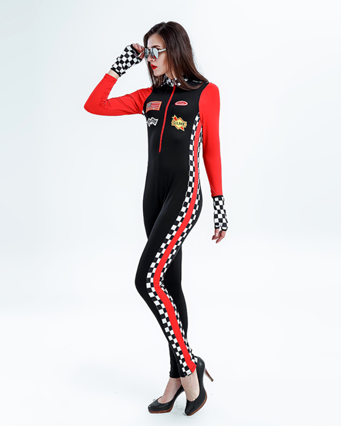 Racing Hot Women Black Red Jumpsuit