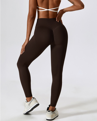 Hips Lift Seamless High V Waist Tight Running Sports Fitness Pants Black Blue Rosy Gray Brown S-XL
