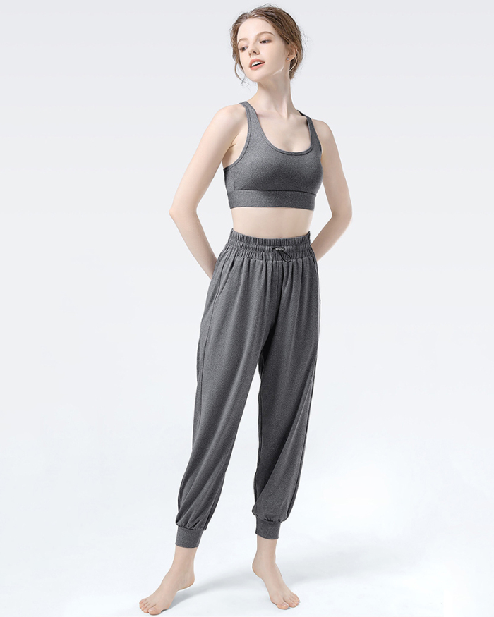 Women Loose Running Training Yoga Casual Sports Trousers Pants Gray Deep Gray Black Pink S-XL