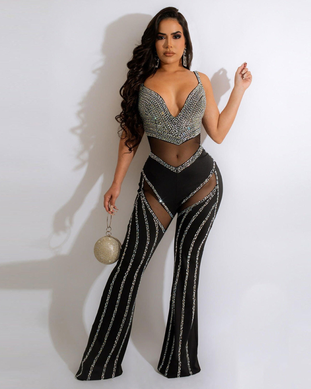V-neck Sequin Women Wholesale Fashion Jumpsuit for Party