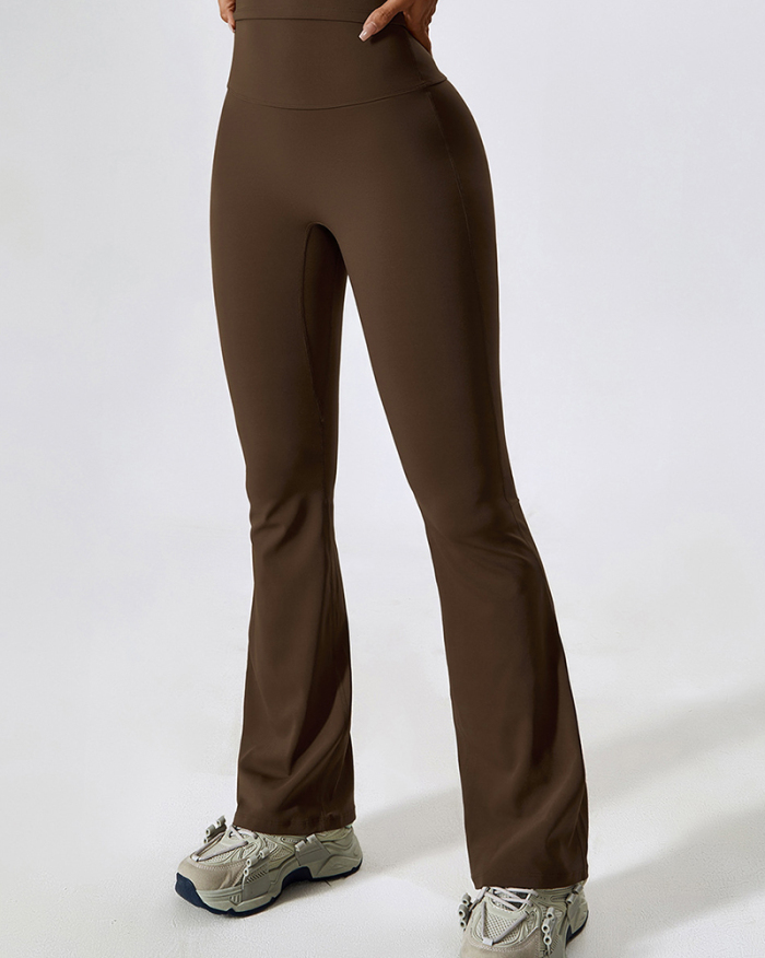 High Waist Wide Leg Yoga Casual Pants Black Brown Coffee Bean Green Apricot S-XL
