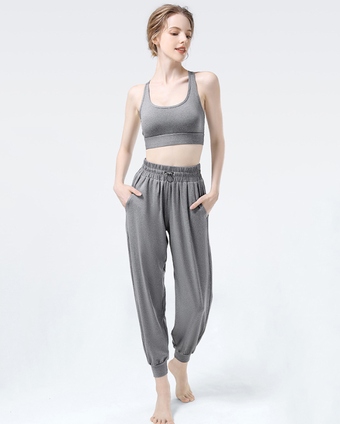 Women Loose Running Training Yoga Casual Sports Trousers Pants Gray Deep Gray Black Pink S-XL