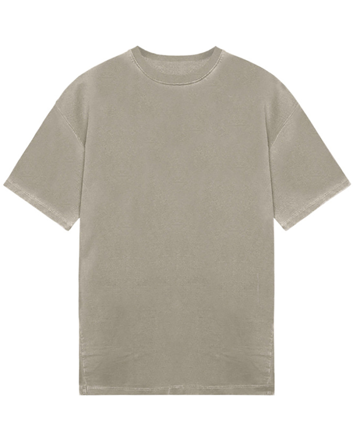 Men's Short Sleeve Loose O Neck Solid Color Basic T-shirt Gray Khaki Black  Beige Navy Blue M-3XL