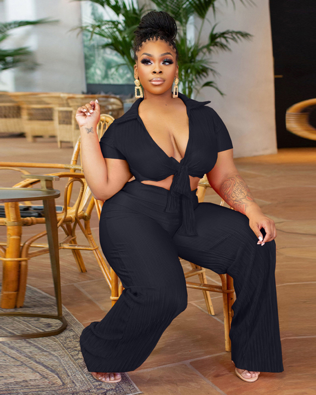 Women Ruched Strappy Tops Wide Leg Pants Sets Two Pieces Outfit Black Green Rosy S-2XL