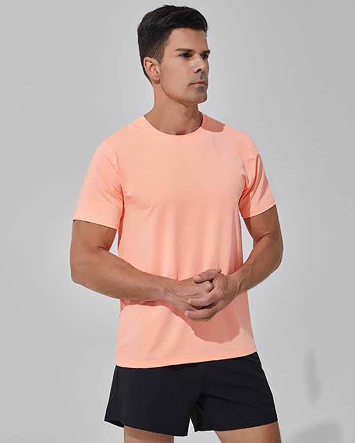 Hot Sale Solid Color Men's Quick Dry Sports Short Sleeve T-shirt S-3XL