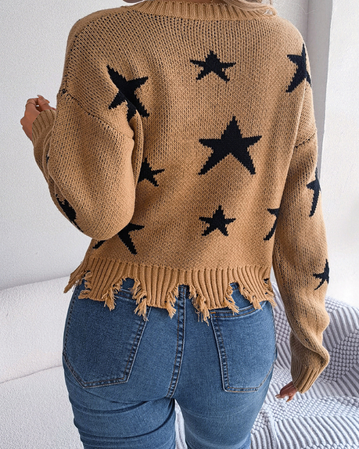 Long Sleeve Women V-neck Sweater Top