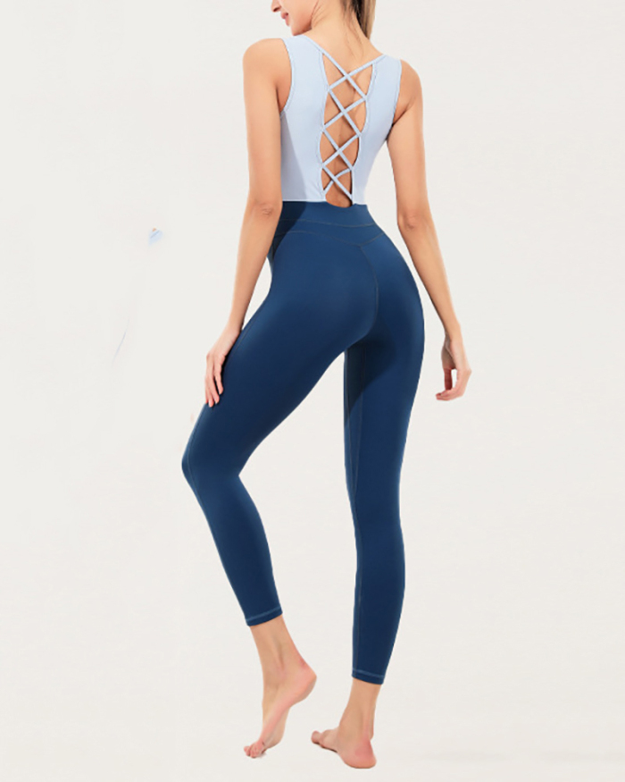 Hot Sale New Style Cross Back Slim Line Aerial Yoga Jumpsuit Green Blue S-XL
