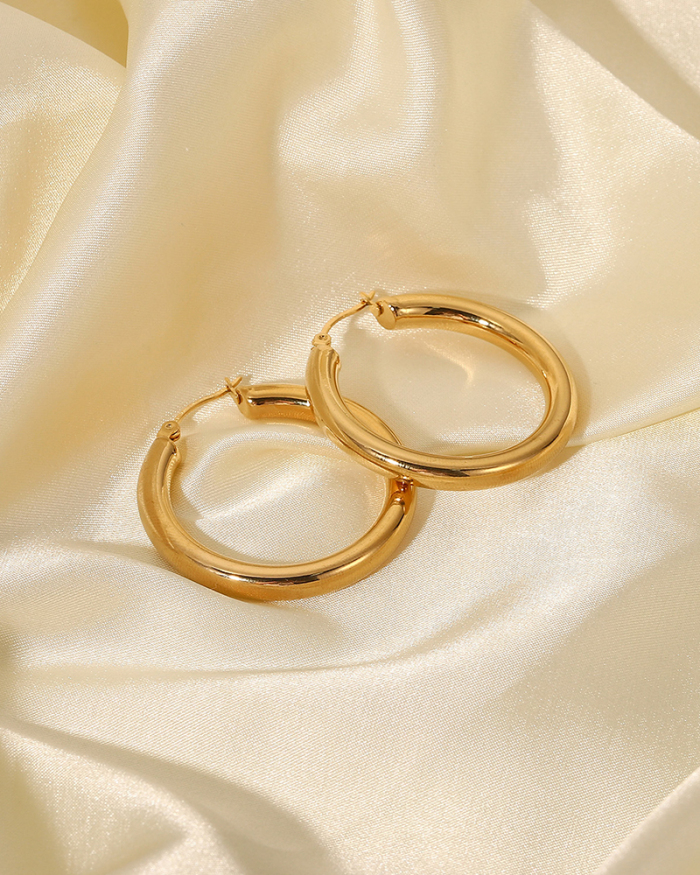 Simple 18K Gold-Plated Stainless Steel Hollow Earrings Not-Fade Earrings