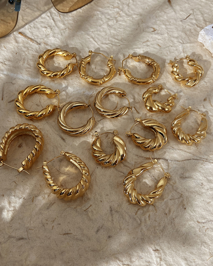 Popular 18k Gold Plated Stainless Steel Hoop Earrings