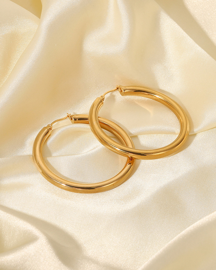 Simple 18K Gold-Plated Stainless Steel Hollow Earrings Not-Fade Earrings