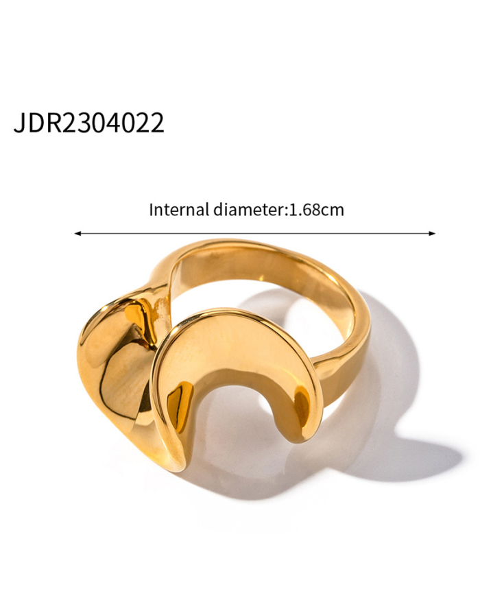 Trend 18K Gold Exaggerated Version Of Stainless Steel Closed Ring Light Luxury High-Grade Jewelry