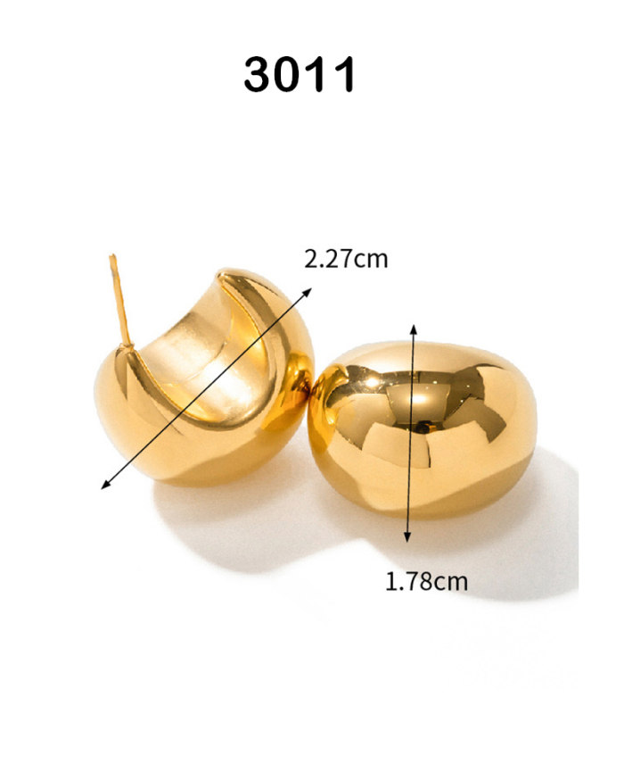 High Design Sense 18K Gold Chubby Drop Earrings Women's Fashion Geometric Earrings