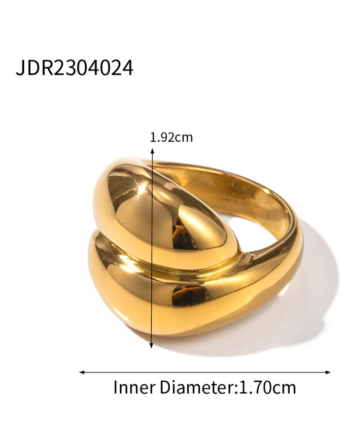 Trend 18K Gold Exaggerated Version Of Stainless Steel Closed Ring Light Luxury High-Grade Jewelry