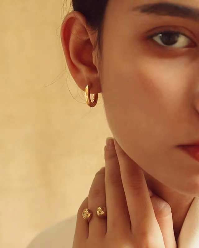 18k Gold Plated Stainless Steel Gold And Silver Geometric Earrings