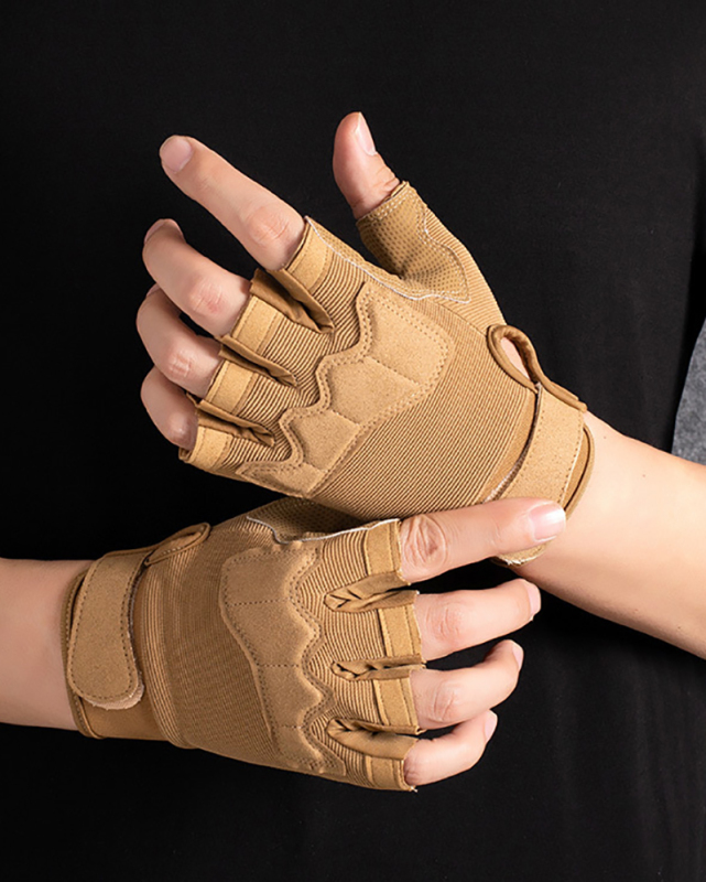 Fitness Gloves Half Finger Outdoor Sports Cycling Training Gloves Anti-Slip Wear Resistant Tactical Military Fan Protective Gloves