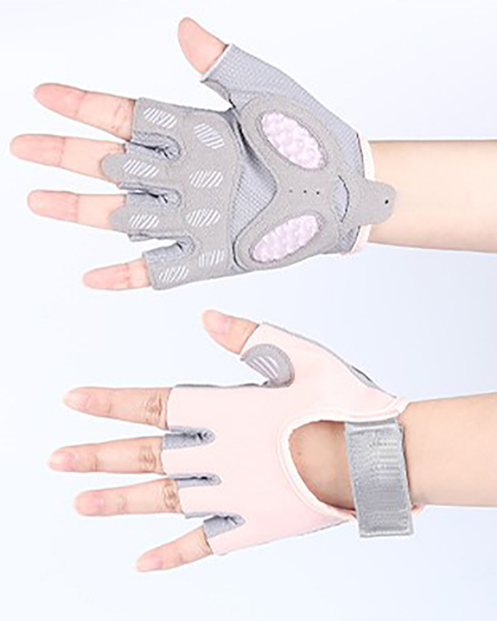 Cycling Breathable Half-Finger Fitness Gloves Gray Pink Black S-L