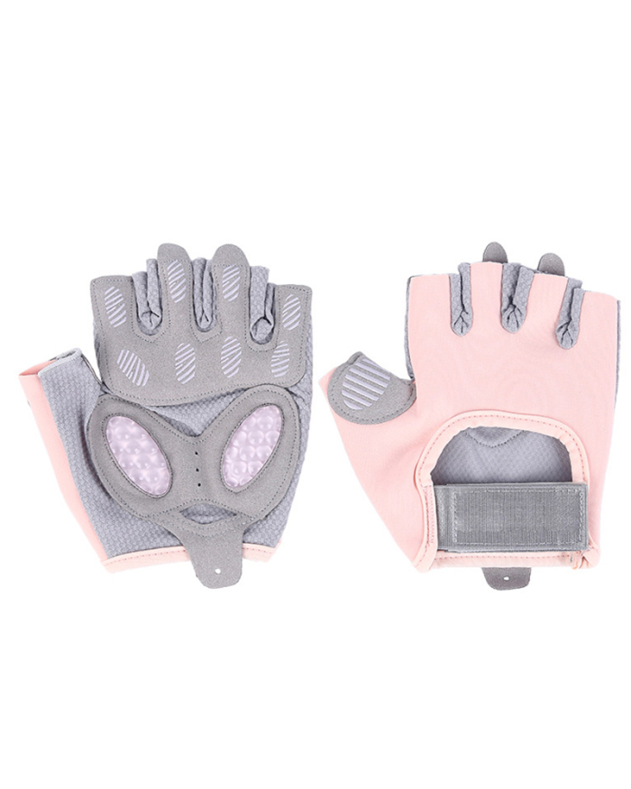 Cycling Breathable Half-Finger Fitness Gloves Gray Pink Black S-L