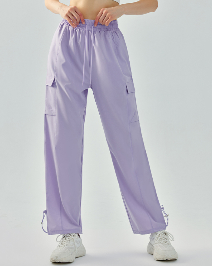 Hot Sale High Waist Wide Leg Loose Sports Casual Sports Pants Gray Apricot Purple Black S-XL