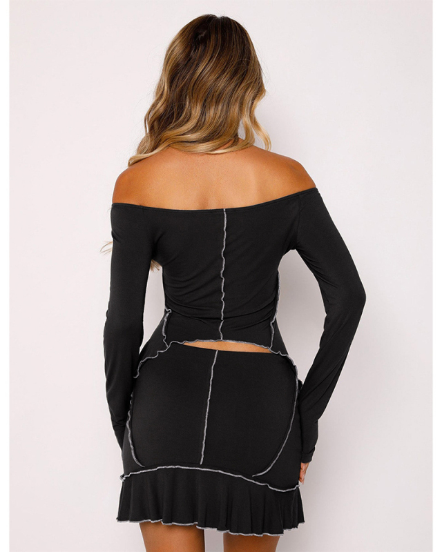 Long Sleeve Women 2 Piece Skirt Set S-XXL
