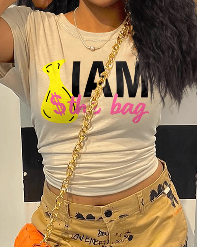 Printed Short Sleeve Women T Shirt XS-XL