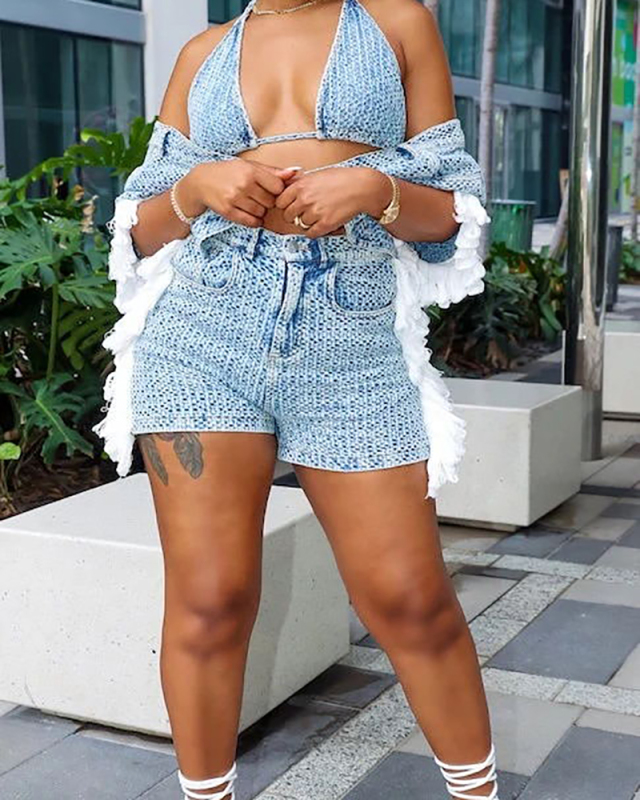 Fringe Women 3 Piece Fashion Girl Set S-2XL