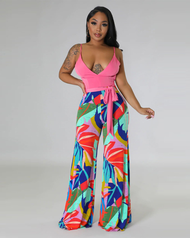 V-neck Women Wholesale Summer Open Back Jumpsuit S-2XL