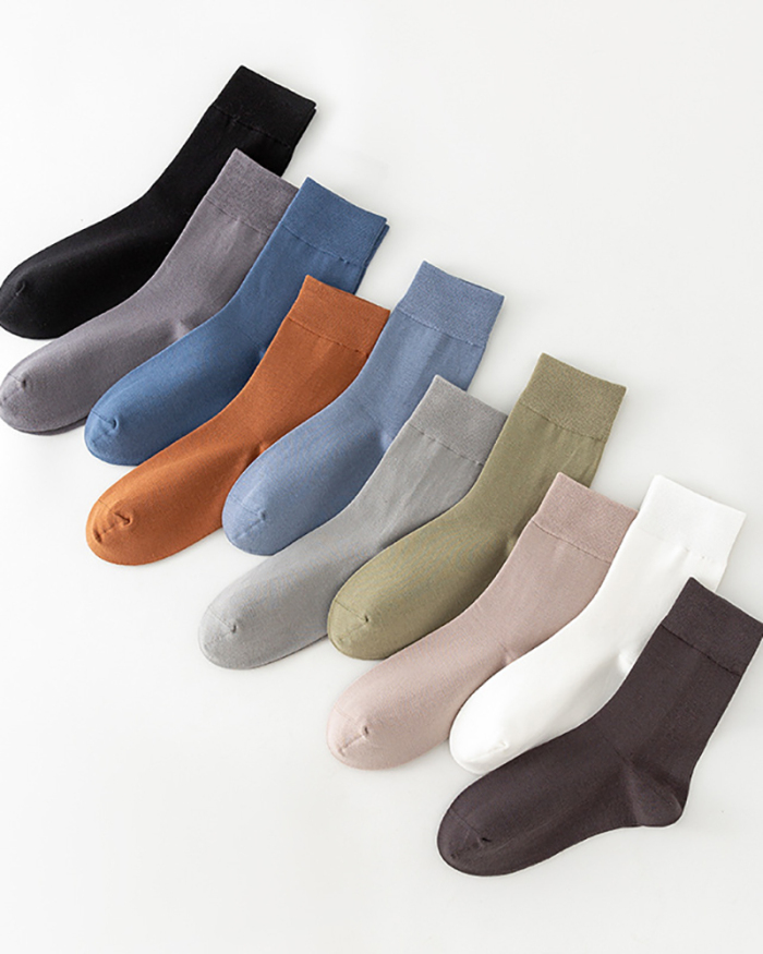 Breathable Solid Color Men's Sports Mid Socks