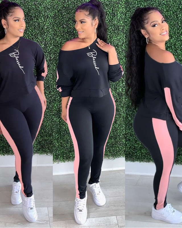 Women Fashion Leisure Two Piece Pant Set S-3XL