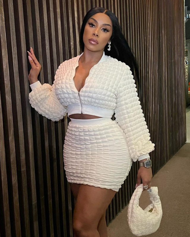 Wholesale Women Long Sleeve 2 Piece Skirt Set