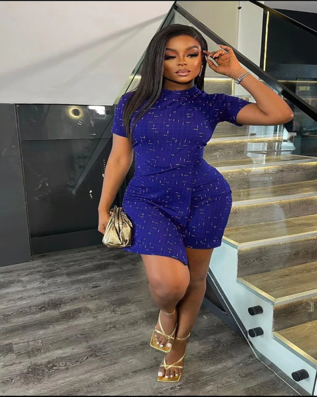 Short Sleeve Women Tight Short Jumpsuit S-XL