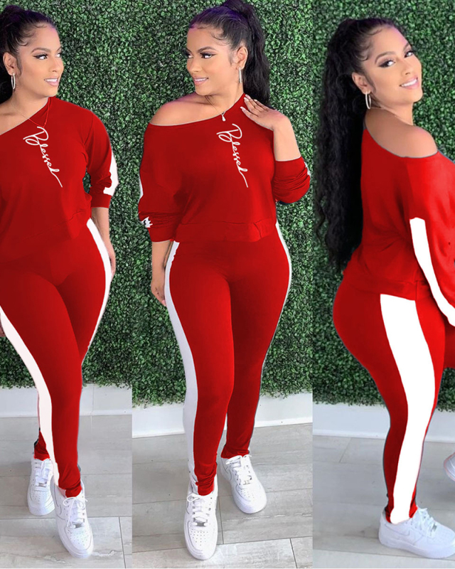 Women Fashion Leisure Two Piece Pant Set S-3XL
