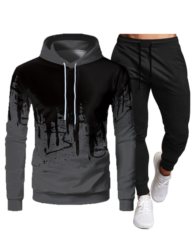 3D Printed Fashion Sports Casual Autumn Long Sleeve Hooded Top Pants Two-piece Pants Sets White Gray Army Green Red S-3XL