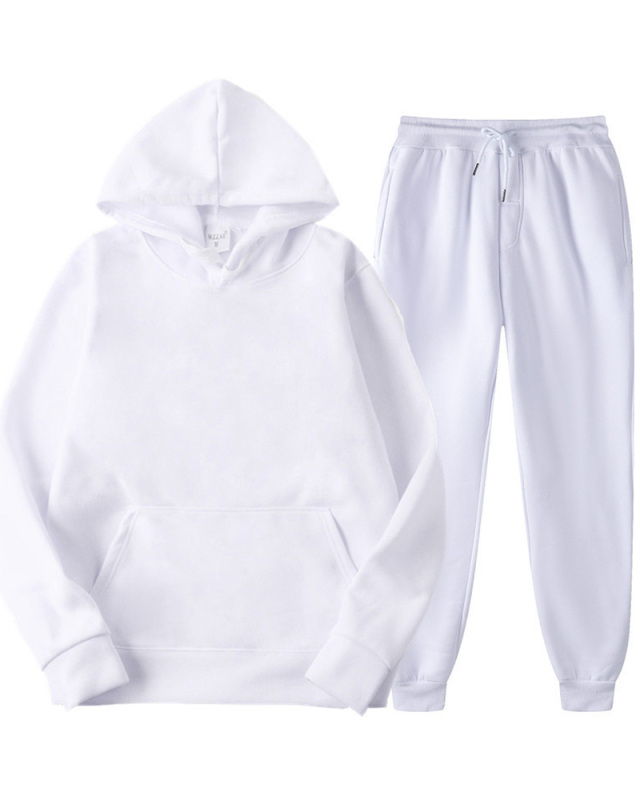 New Solid Color Pullover Pockets Hoodies Sets Two-piece Pants Sets S-3XL
