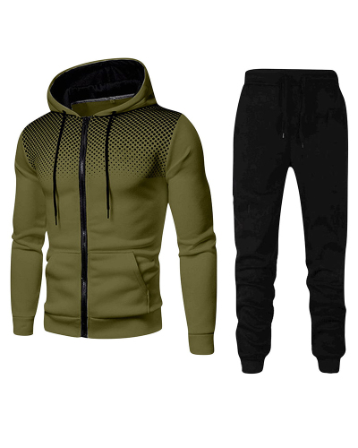 New Fashion Men Sports Fitness Autumn&Winter Hooded Coat Pants Sets Two Piece Suit Blue Green Wine Red Khaki Light Gray White Blue Red Blakc S-3XL