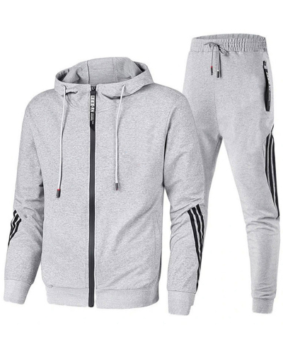Men's Long Sleeve Casual Hoodies Sports Coat Loose GYM Pants Two-piece Sets Black Gray Yellow White Red Navy Blue S-4XL